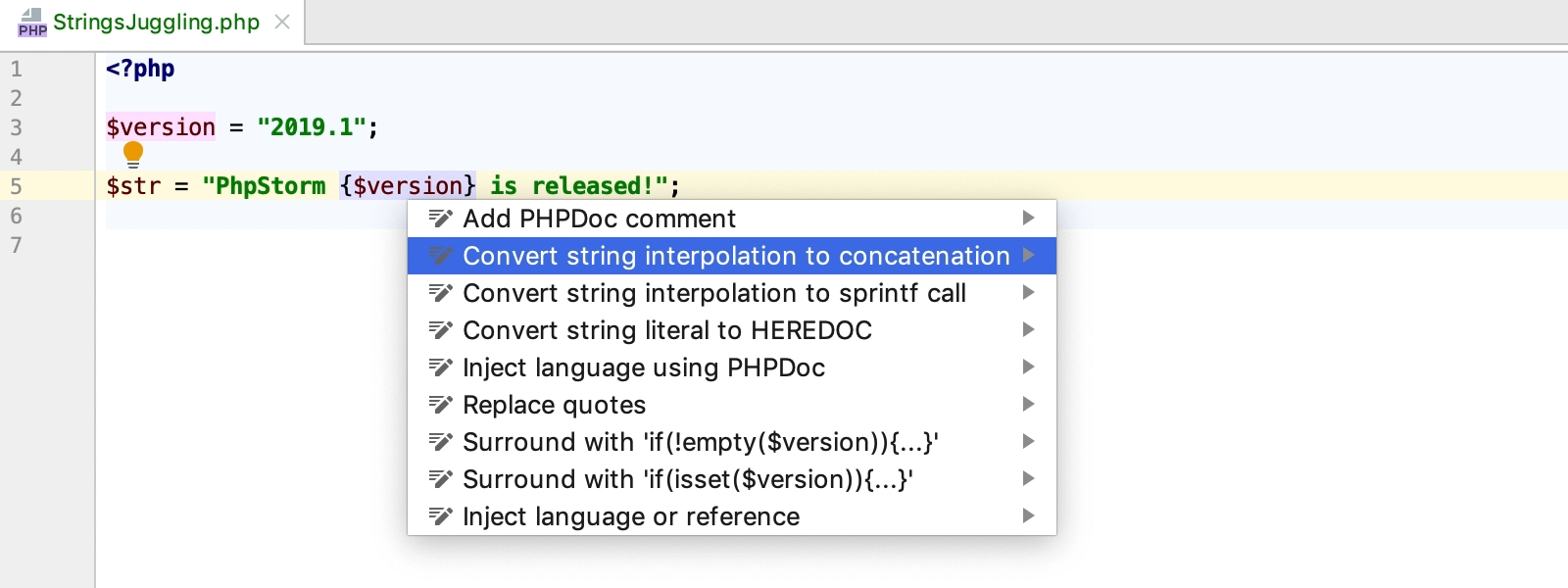 Convert interpolation to sprintf