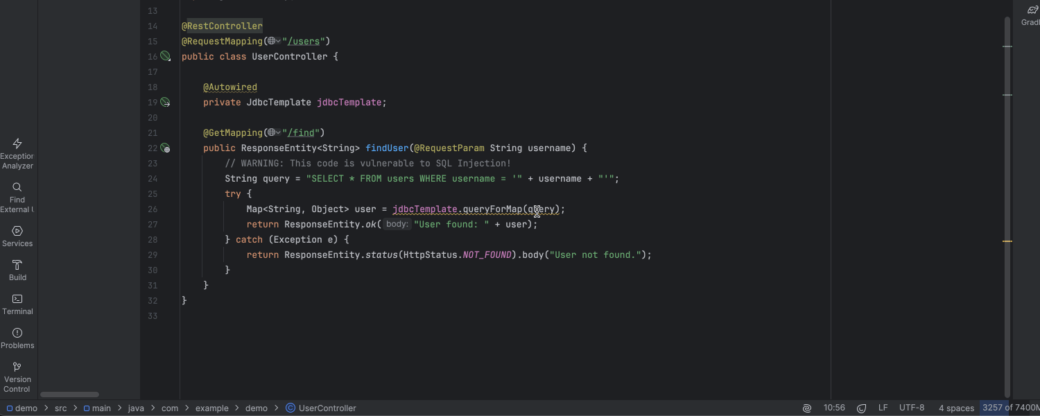 Plugin d'analyse de sécurité par Qodana pour IntelliJ IDEA.