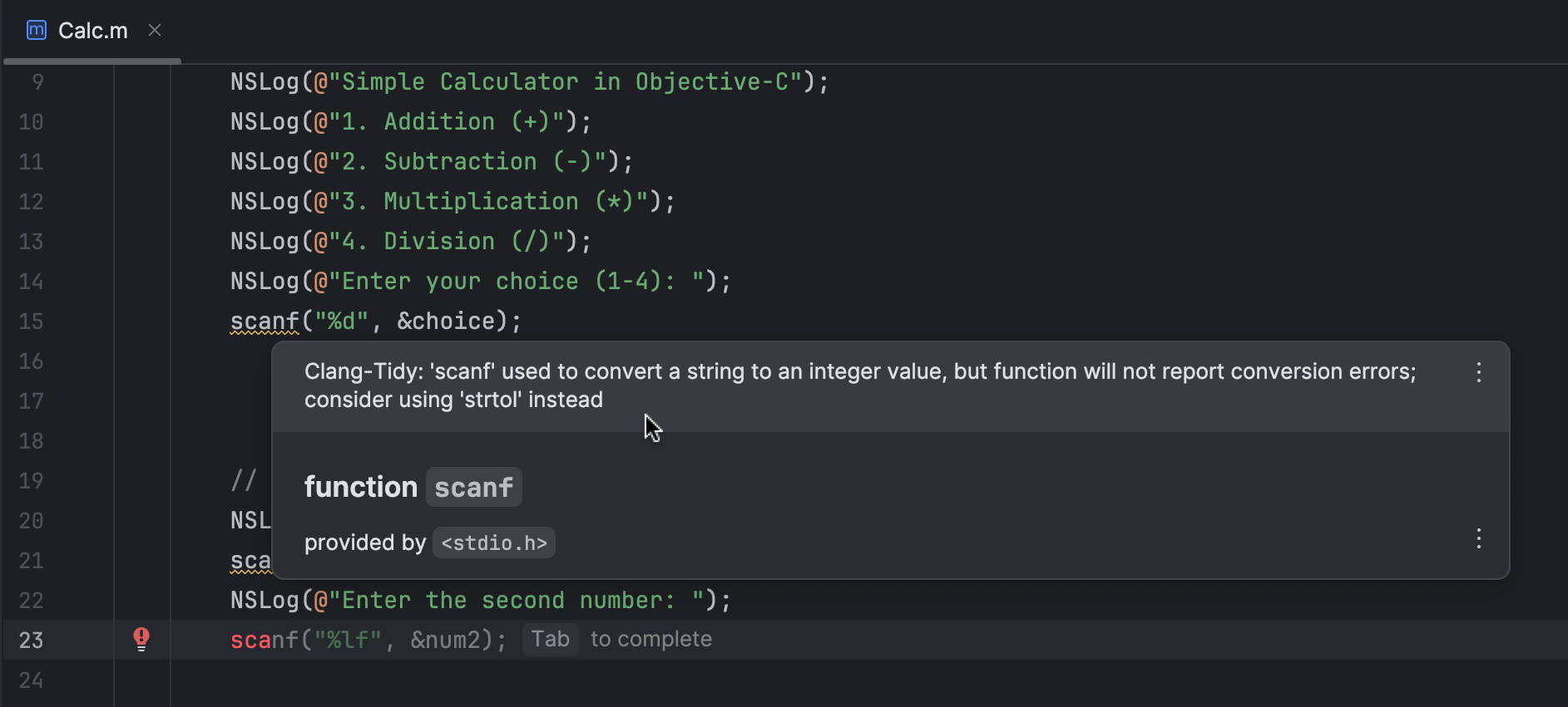 Basic support for Objective-C